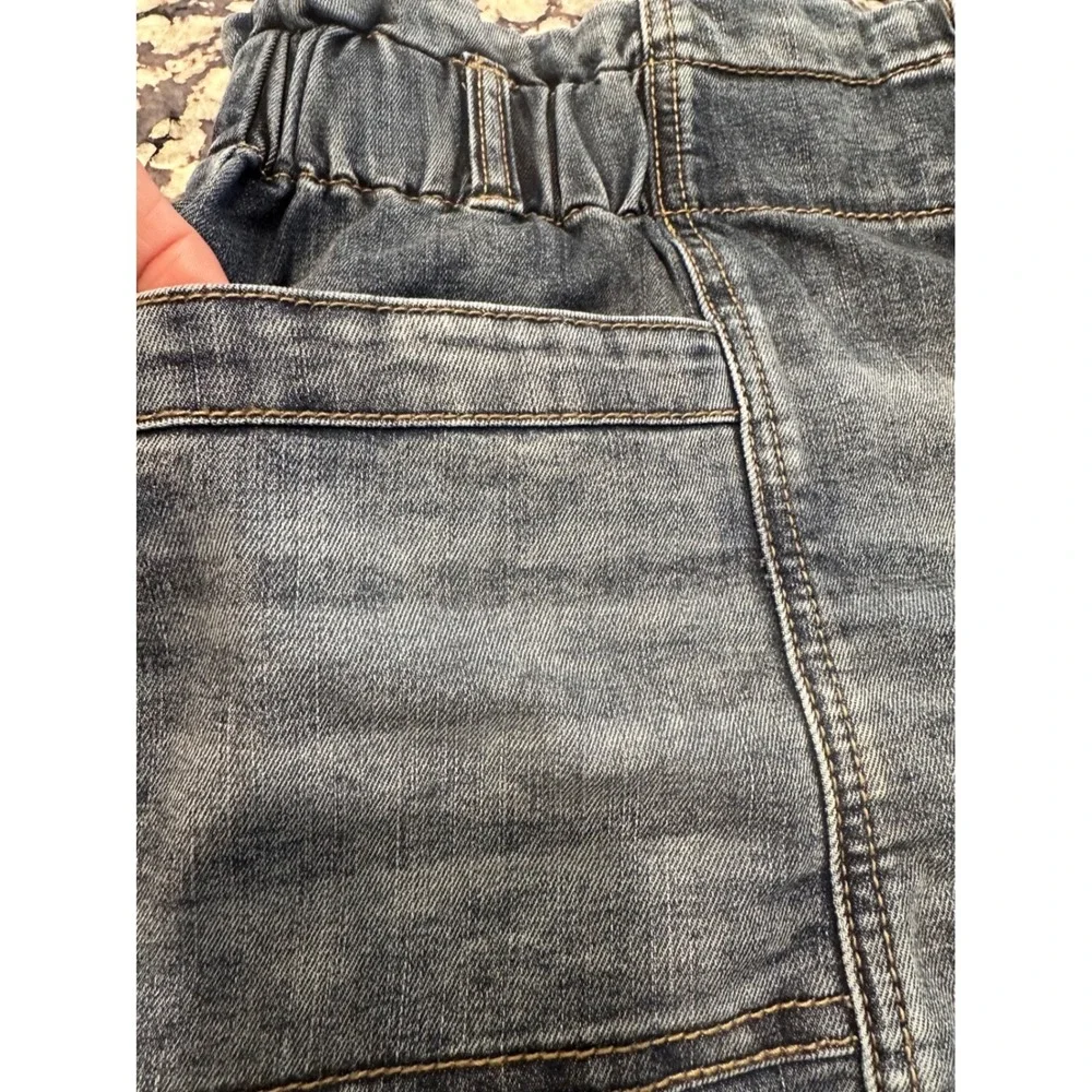High‎ Waisted Paperbag Denim Shorts Medium Wash Blue Size Medium Stretch Pocket